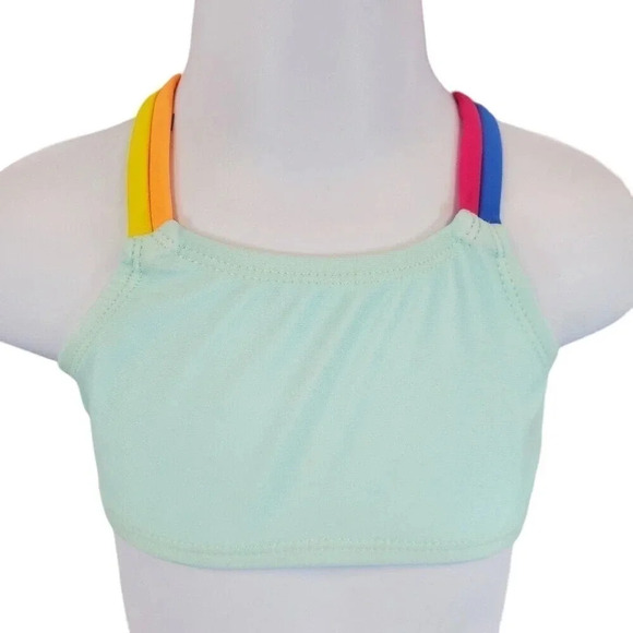 2T Girls Multi Colored Blue Two piece bikini Girls Summer Swimwear Swimsuit - Picture 3 of 5